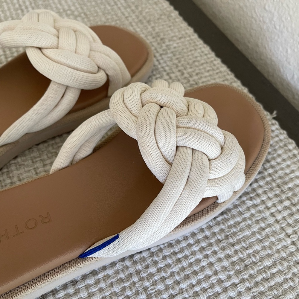 Rothy's Cream and Tan Knotted Sandals - Picture 6 of 8